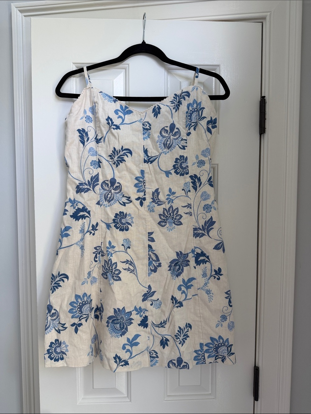 Abercrombie and Fitch Blue Floral Linen-Blend Slip Dress - Women
